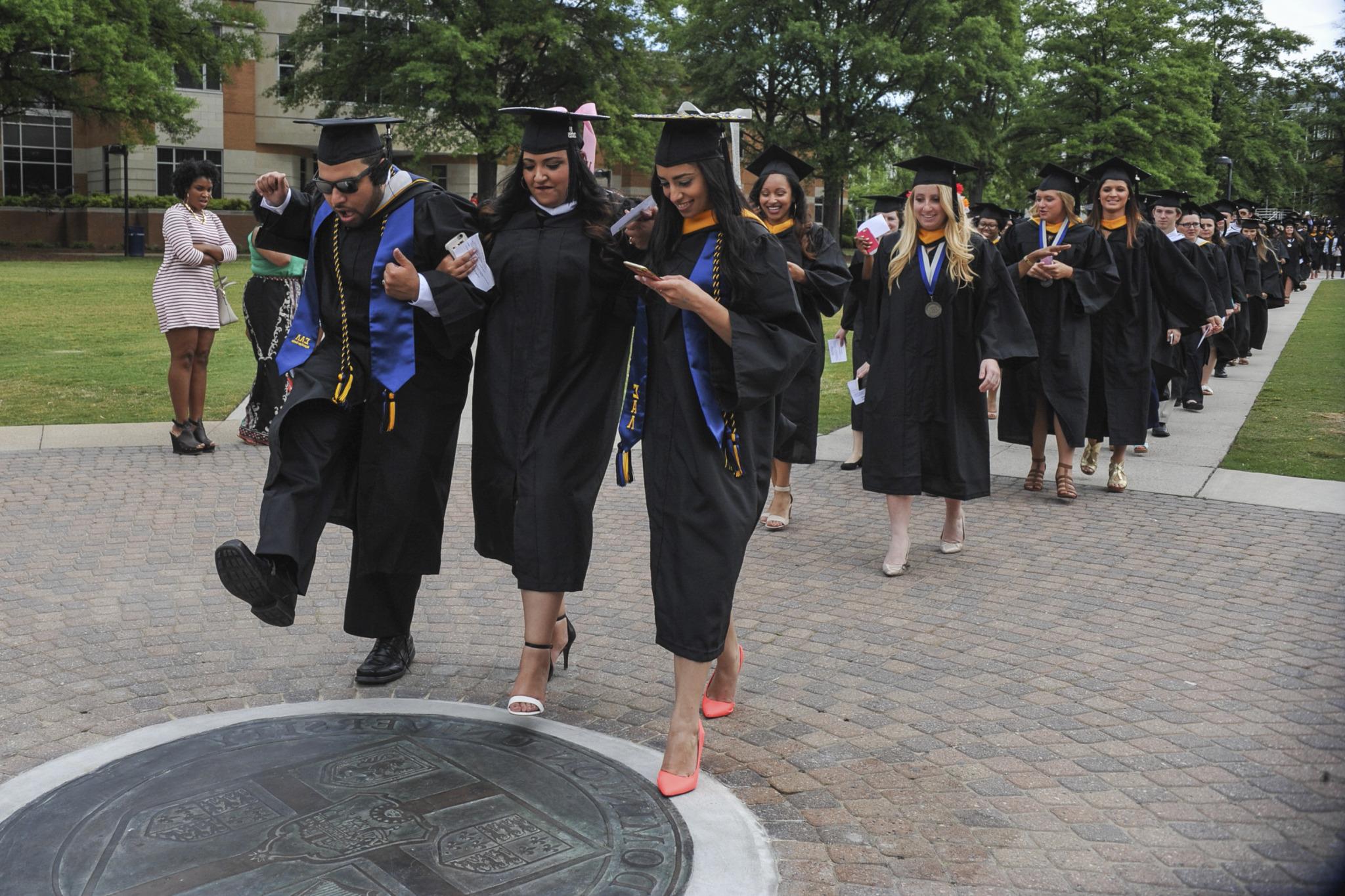 Walking on Seal During Commencement